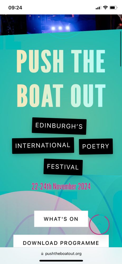 Poster for Push the Boat Out, Edinburgh’s International poetry festival 22nd to 24th November 2024