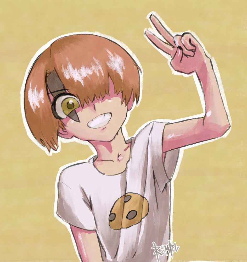 sting durian cookie doing a peace sign 