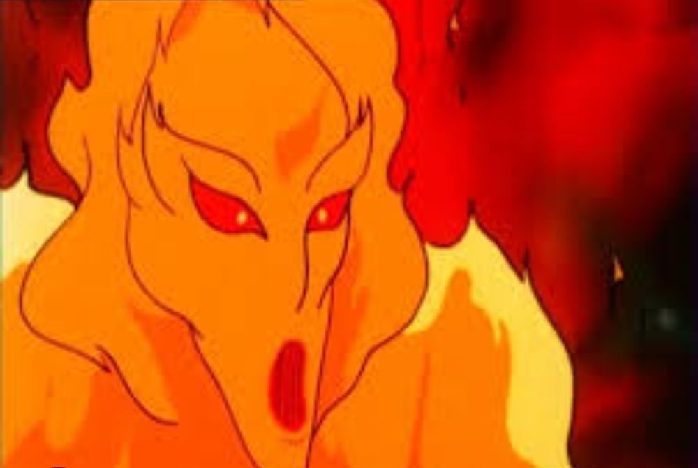 Malmoth dans le dessin animé Clémentine. Il s'agit d'un être fait de feu, aux yeux rouges.