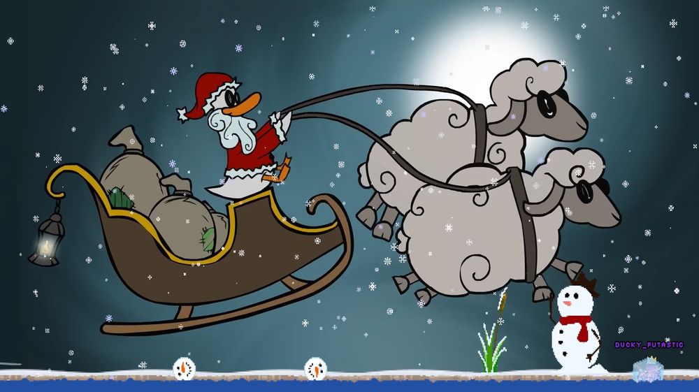 Ecran d'introduction de la chaine de ducky_futastic sur twitch, avec de la neige et du froid !