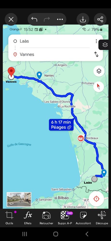 Trajet en train de Laàs (Pyrénées atlantiques) à Vannes (Morbihan) et énumération de six gares pour faire 