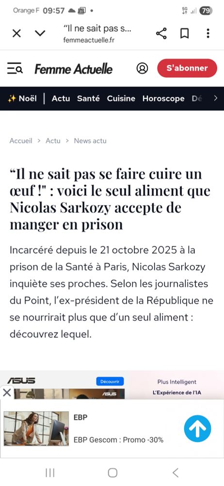 Article du Point qui parle du régime yaourts de Sarkozy à la prison de la Santé 