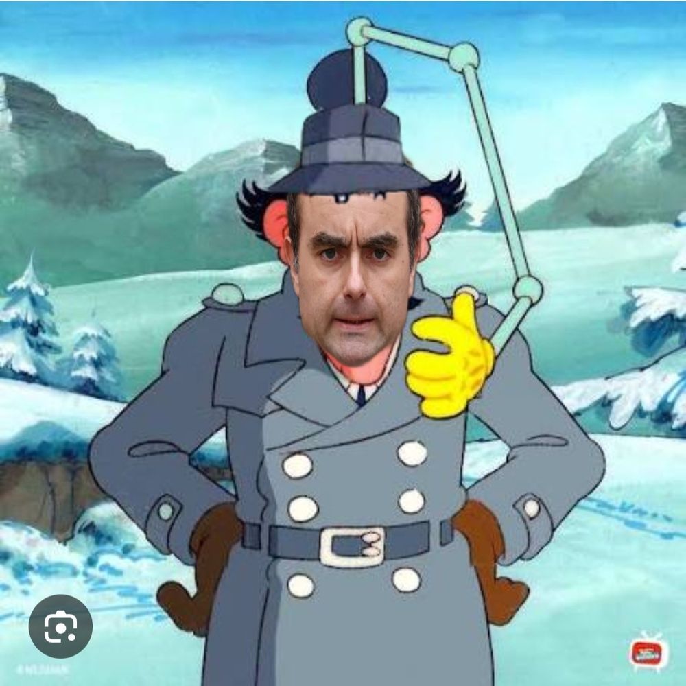 Personnage de Inspecteur Gadget transformé en Inspecteur Budget avec la tête de Sébastien Lecornu 