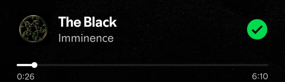 A screenshot of the song The Black by Imminence on the platform Spotify.