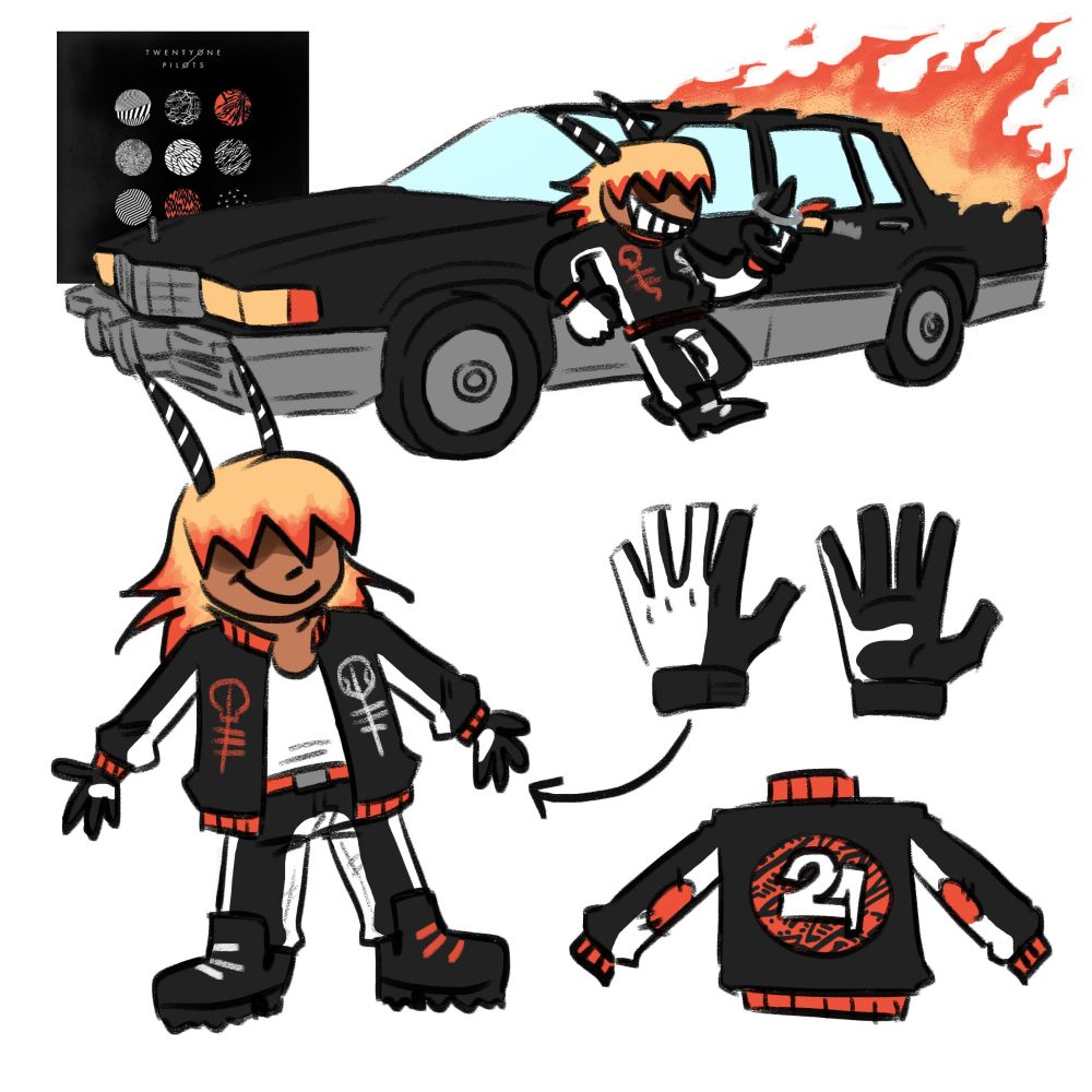 My oc in a blurryface album inspired outfit 