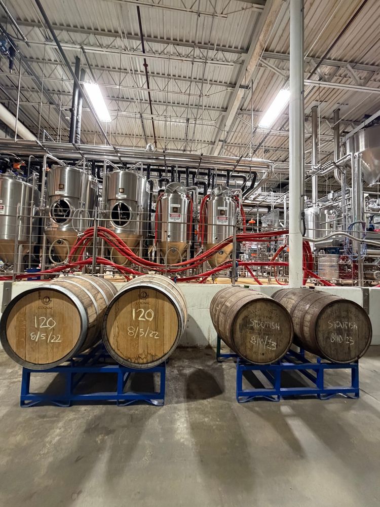 Chalked up barrels in front of the dogfish r&d system