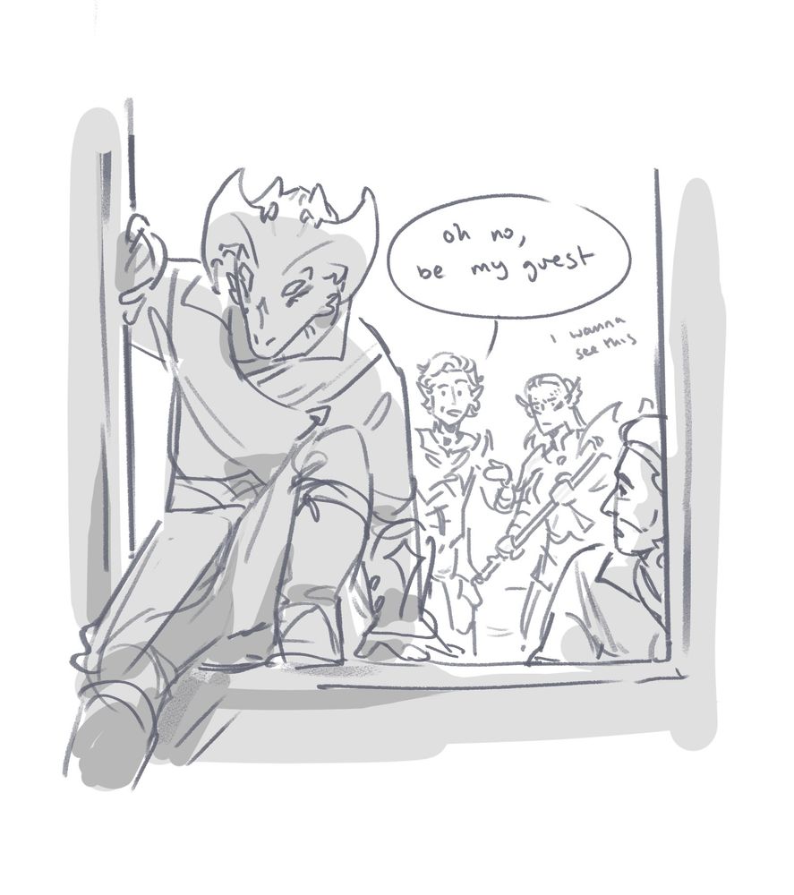 Auric begins climbing through the window anyway while Gale checks with Astarion and Lae’zel (who can’t even hit it 😡), Astarion tells them to go for it because he thinks it’ll be funny