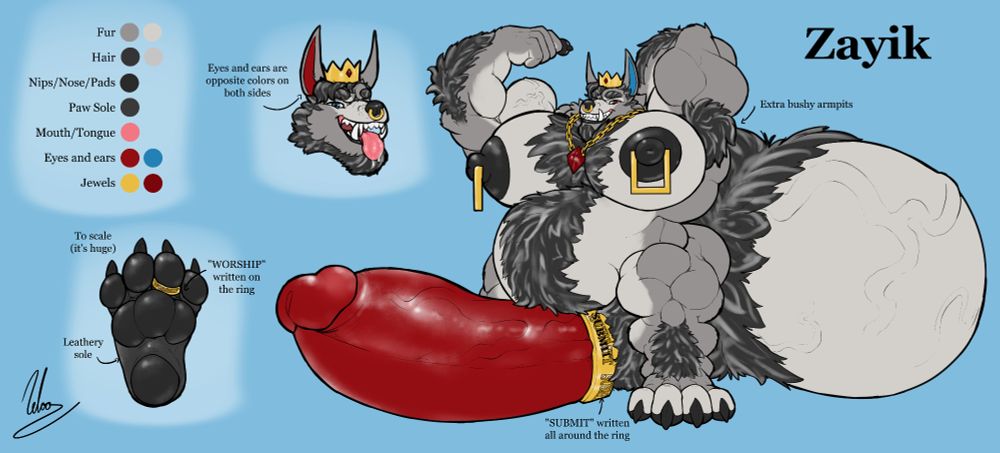 Reference sheet of the king version of my sona, Zayik

He is your king so you should bow down~