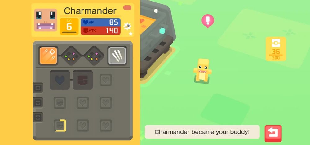 Screenshot of Pokémon Quest showing a shiny Charmander