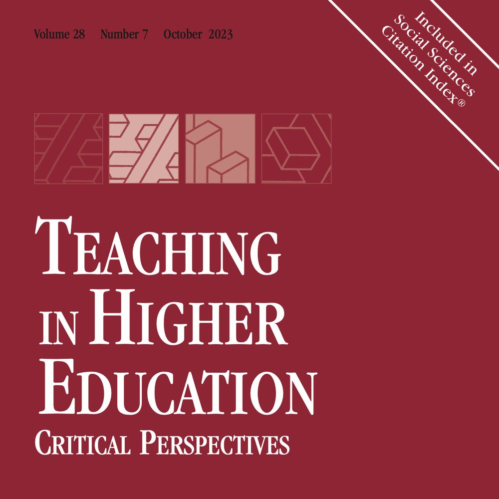 A screenshot of the cover of the journal Teaching in Higher Education: Critical Perspectives. The cover is red with a black band on the edge.