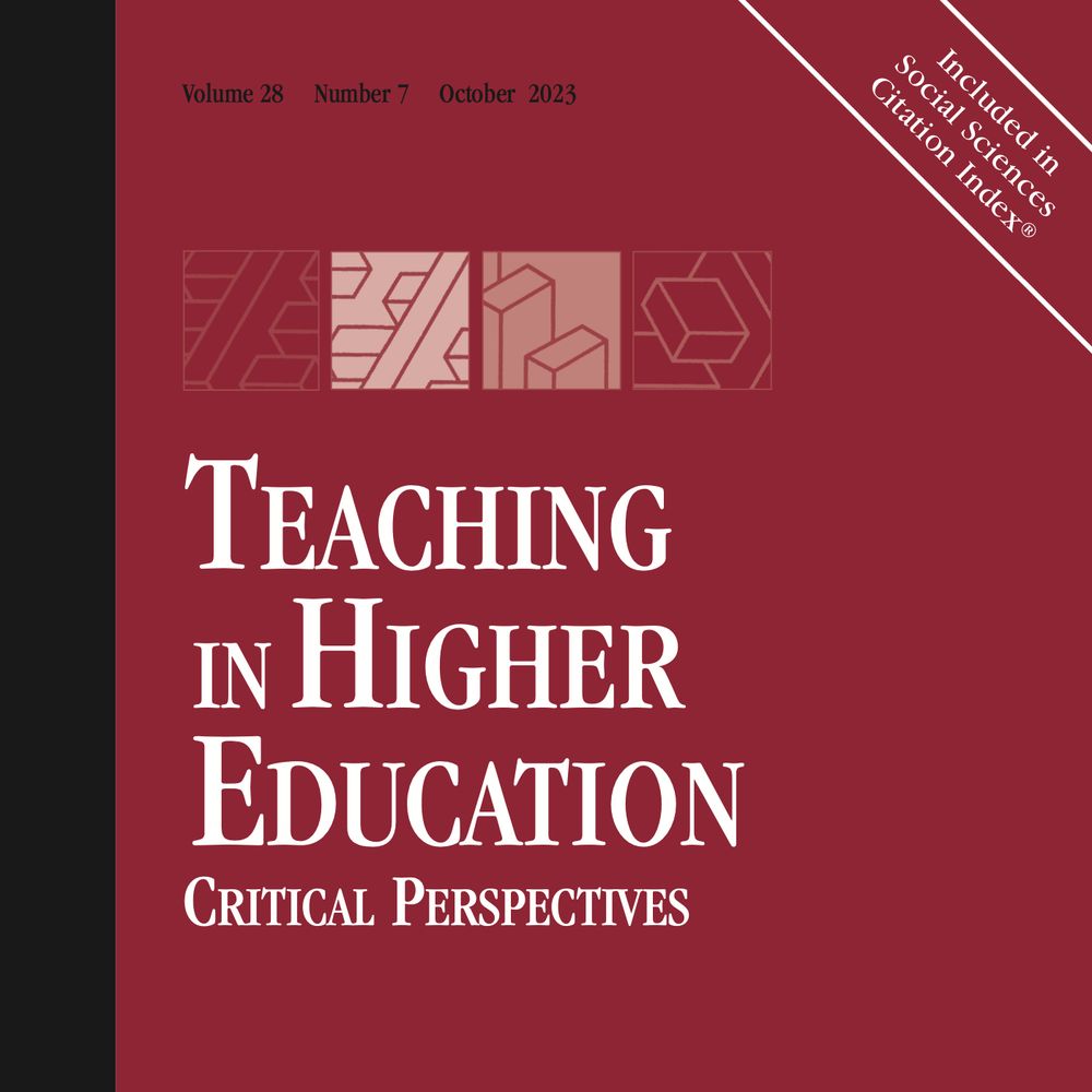 A screenshot of the cover of the journal Teaching in Higher Education: Critical Perspectives. The cover is red with a black band on the edge.