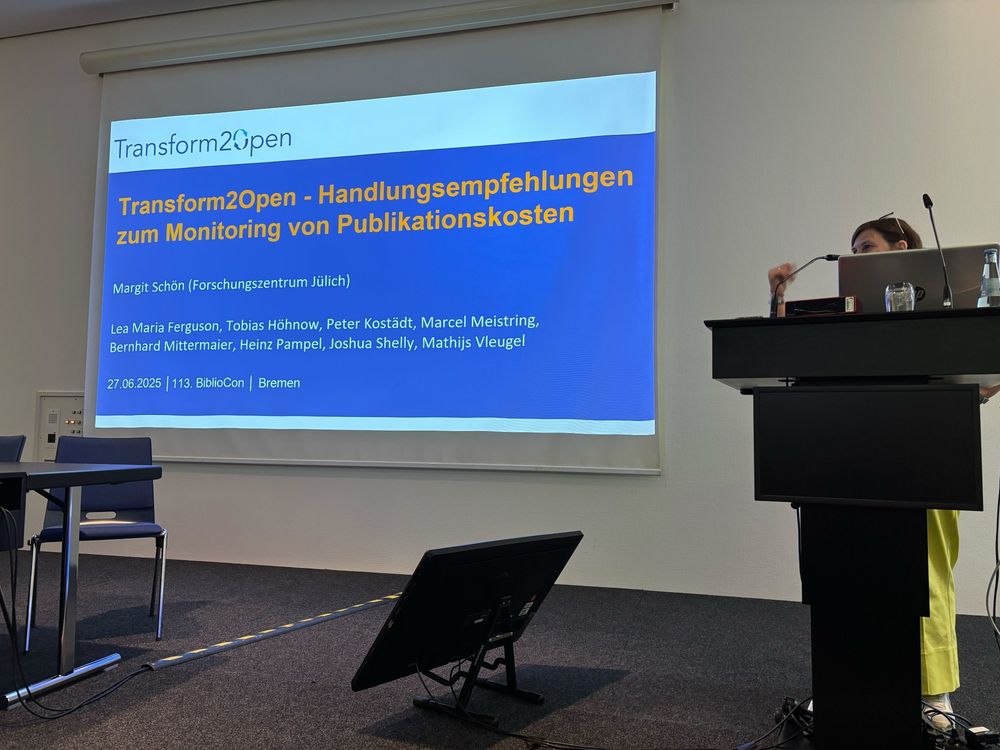 Heutiger Vortrag von Margit Schön auf dem #Bibliothekskongress
"Transform2Open – Handlungsempfehlungen zum Monitoring von Publikationskosten"