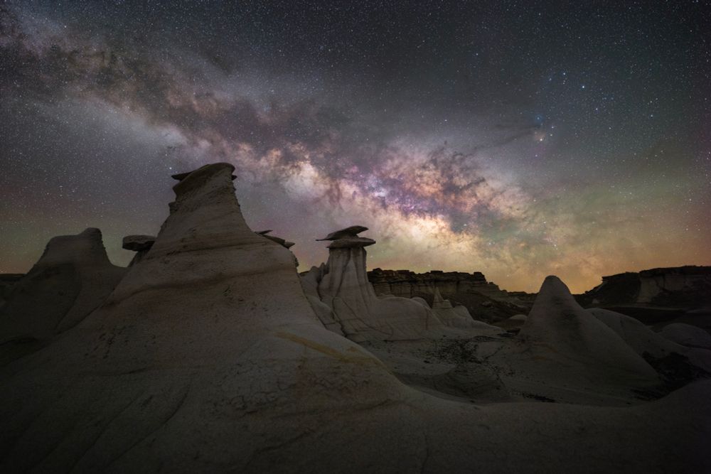 The Milky Way above desert rock formations