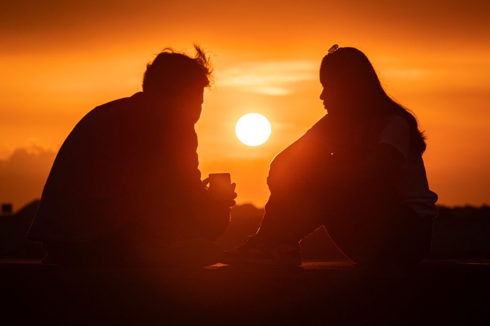 A couple watching the sunset