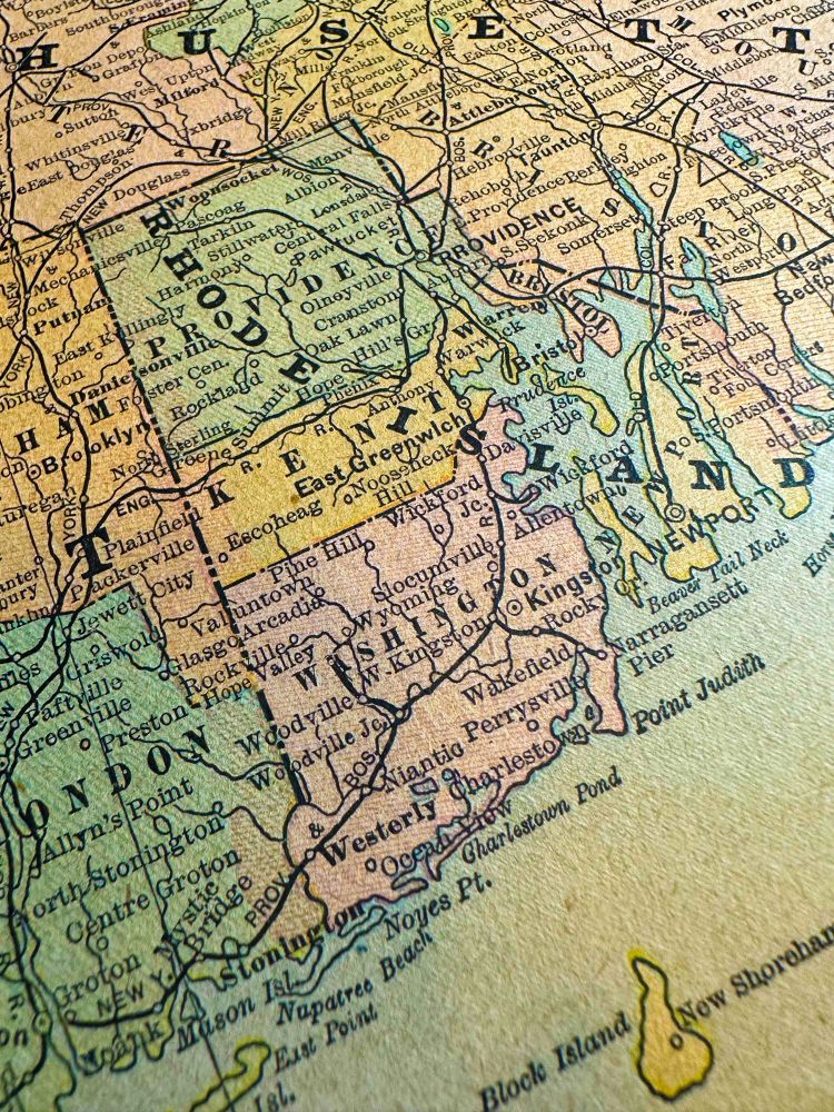 Vintage map of the state of Rhode Island