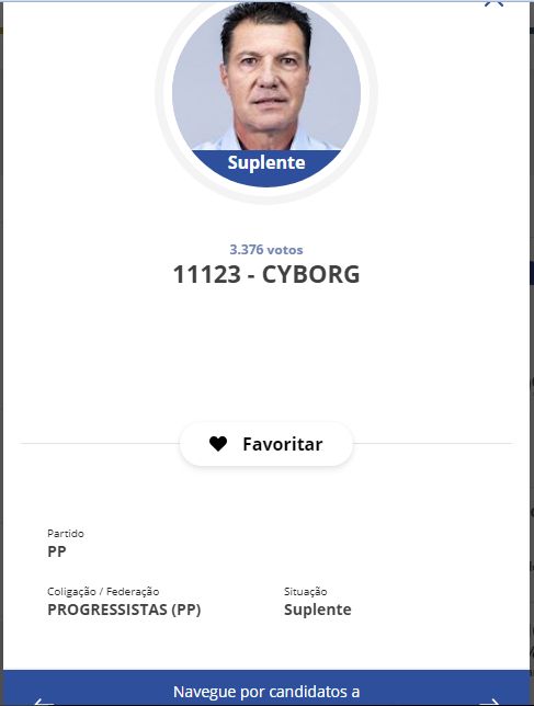 Foto do candidato a vereador Cyborg