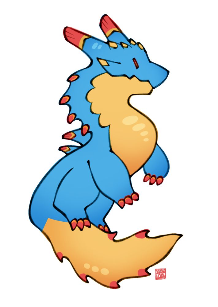 Chibi artwork of Lagiacrus from Monster Hunter. Very gummy, very cute.