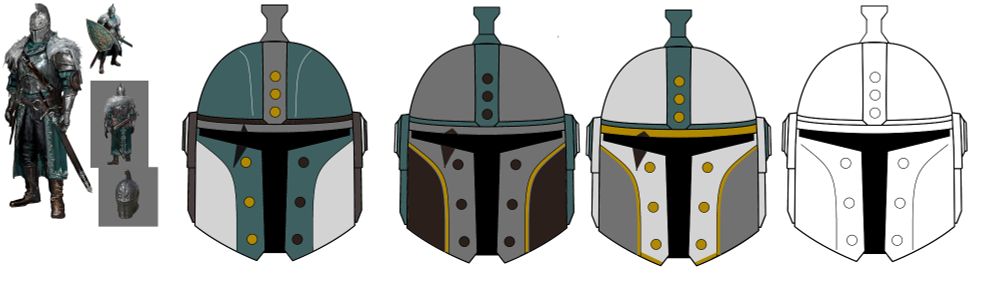 Drafting colour schemes. My original inspiration was the Faraam armour as I loved the aesthetic.