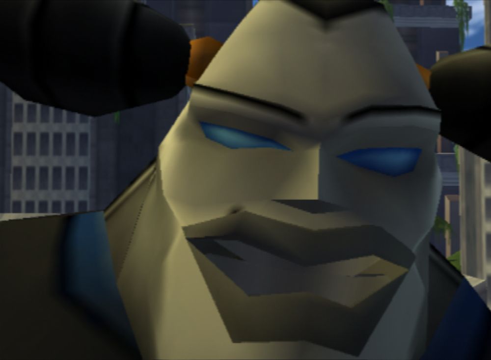 EXTREME close-up of Helga's angry face, baring her teeth as she lays into what she feels is Ratchet and Clank's pathetic performance on her fitness course.