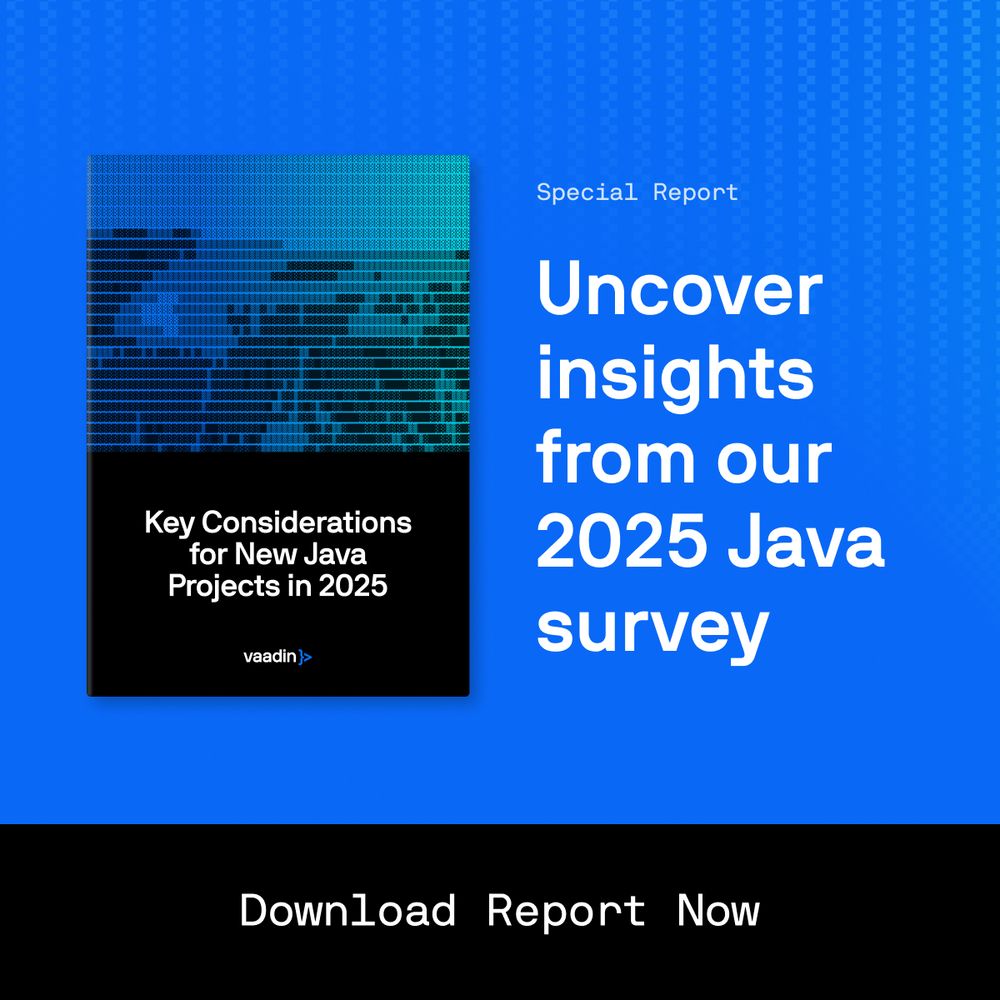Key considerations for new Java projects in 2025 report cover with the text Uncover insights from our 2025 Java survey. Download report now.