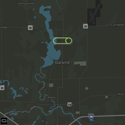 UFO Sighting Map: Image of a Cigar over Danville,IL