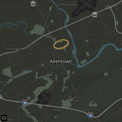 UFO Sighting Map: Image of a disk over Allentown,PA, US