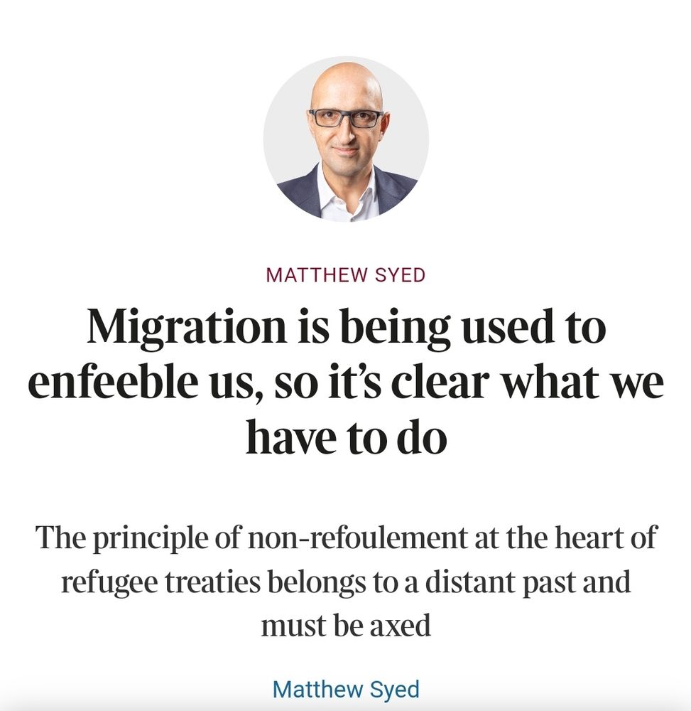 Screenshot of a Sunday Times opinion piece by Matthew Syed titled "Migration is being used to enfeeble us, so it's clear what we have to do"