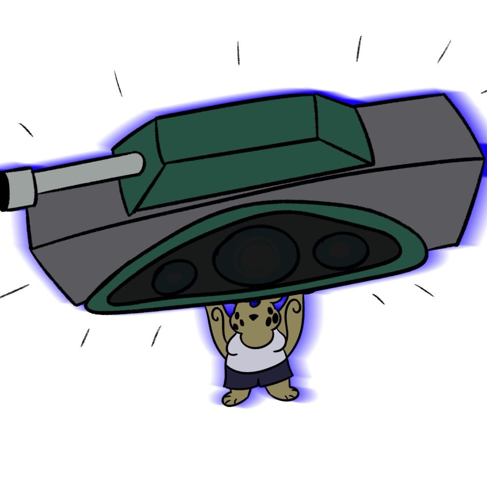 As He lifts a tank with ease 