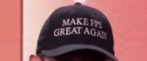 A black baseball cap that says "Make FPS Great Again"