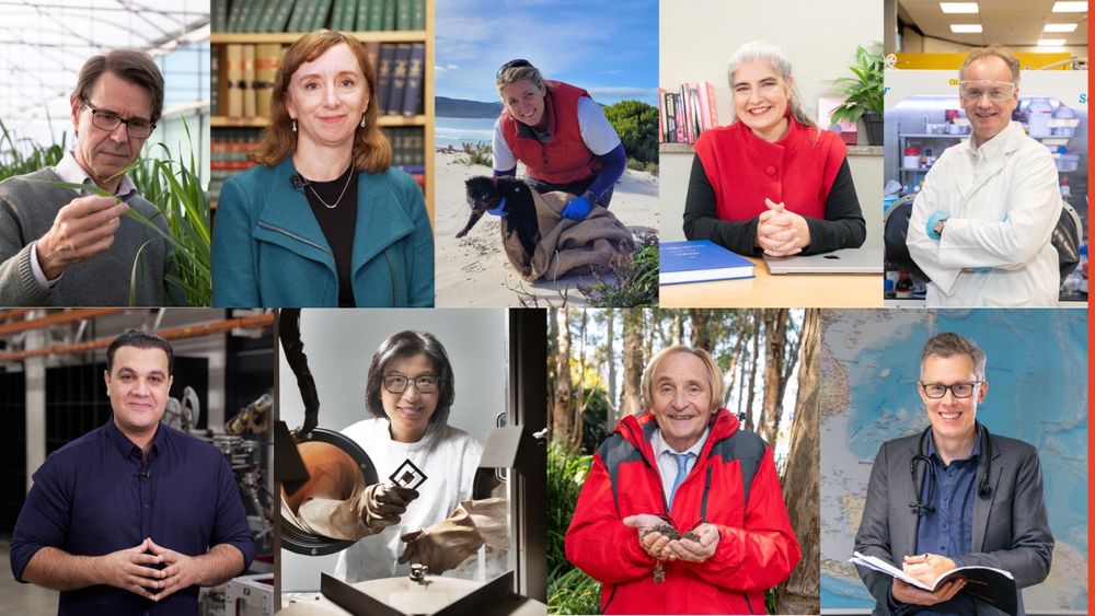 Collage of the nine researchers placed among the finalists for the 2025 Eureka Prizes.
