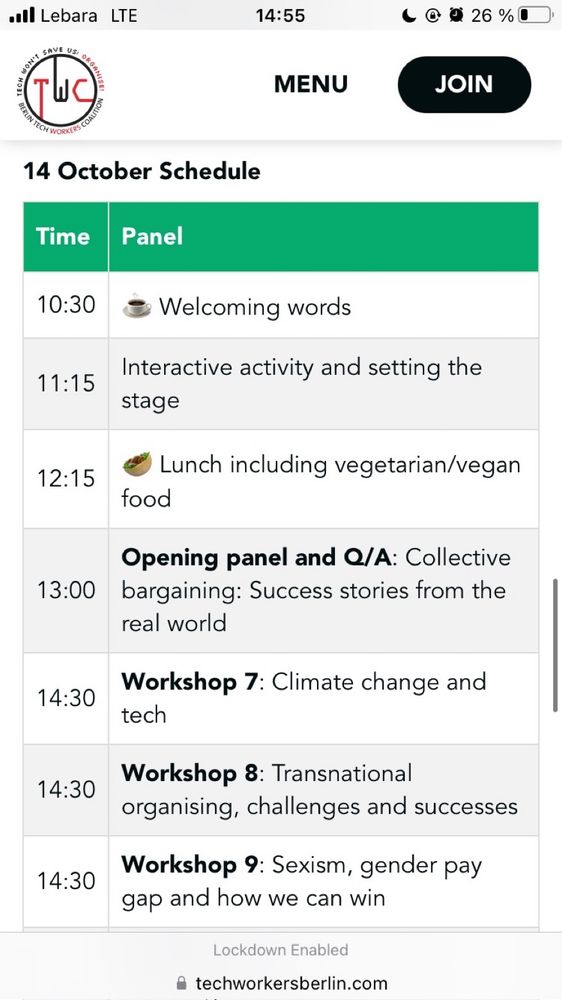 Schedule of events for TWC conference in Berlin