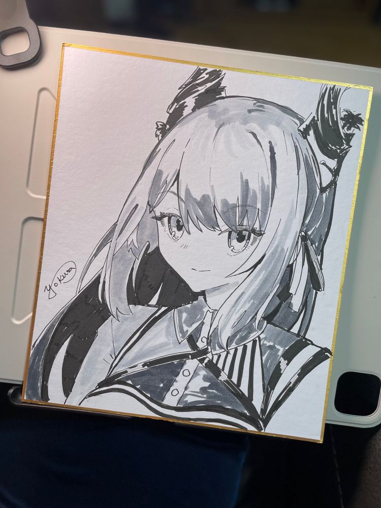 Shikishi illustration of nerissa Ravencroft in holofes outfit 