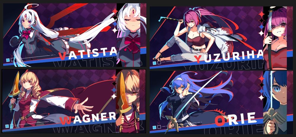 Under night in birth deskmat designs of vatista yuzuriha Wagner and Orie 