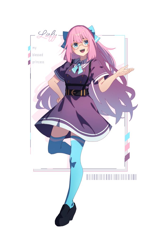 illustration of my original character Liefy. She is wearing a sailor uniform and gold frame glasses