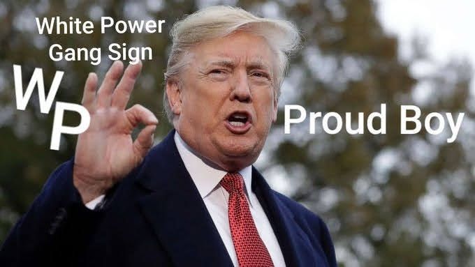 Trump flashes his gang sign