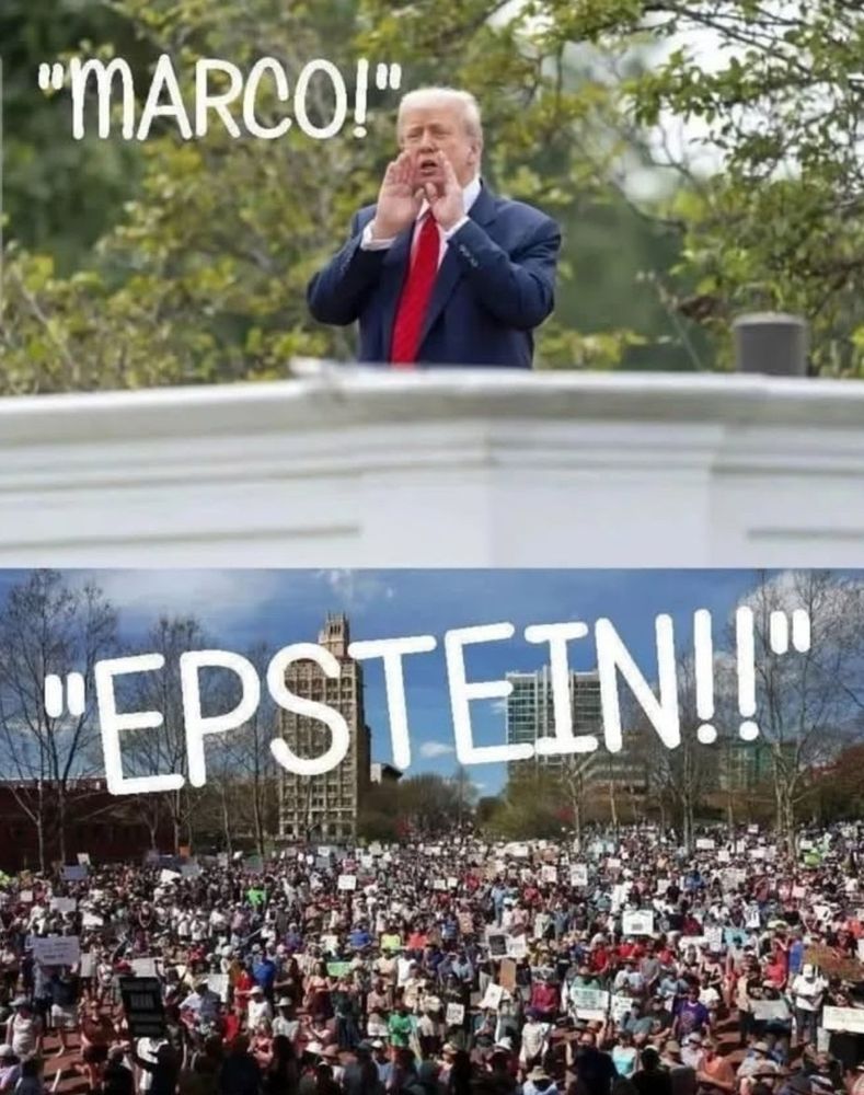 Trump yells "Marco"
America yells back "Epstein"