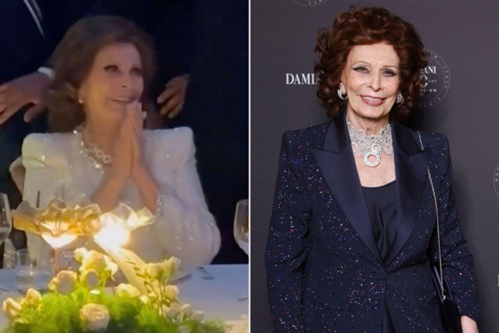 Sophia Loren Glitters in Giorgio Armani as She's Serenaded at Special 90th Birthday Dinner