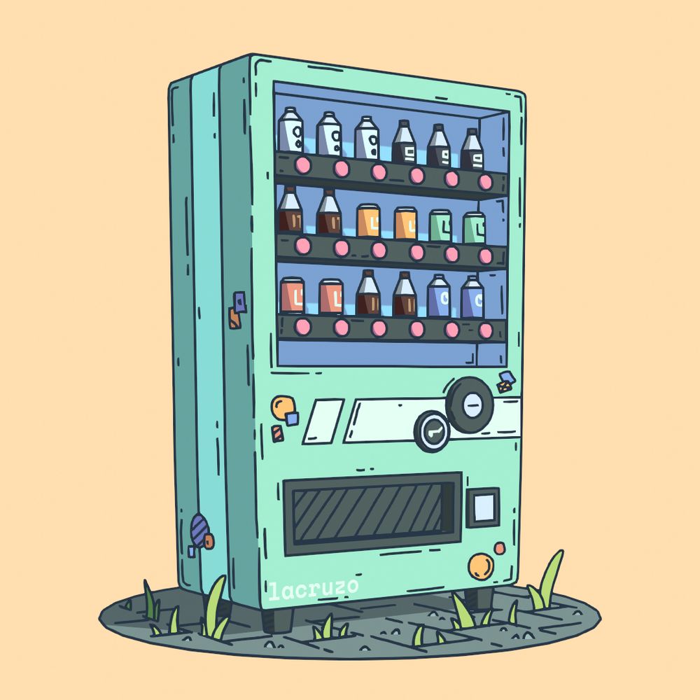 A colourful 3D model of a vending machine