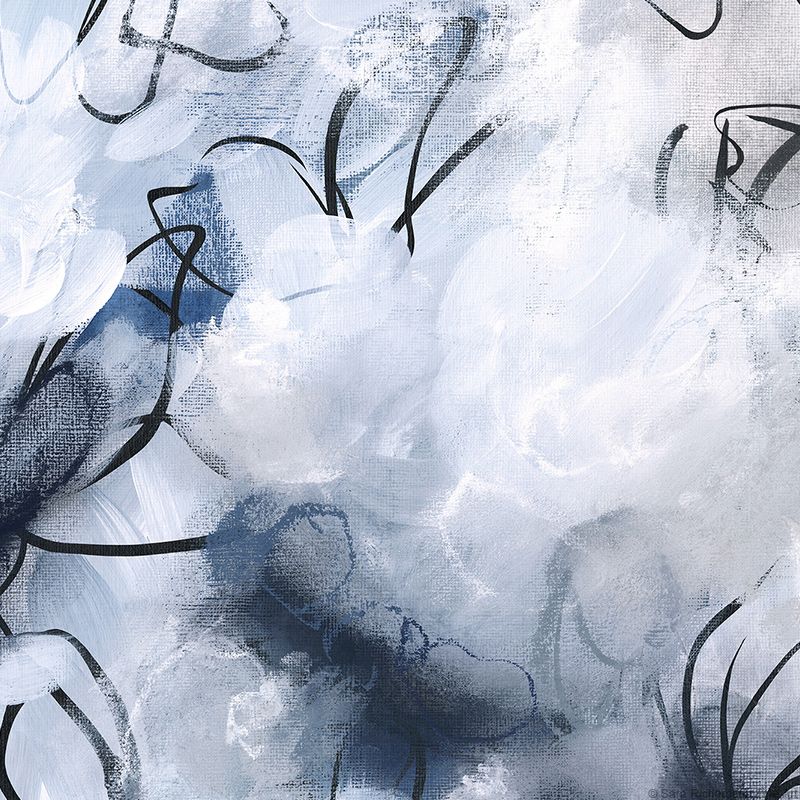 "Sonnet In Blue No.5" by fine artist Sara Richardson is a high-contrast artwork that is inspired by poetry, music and an abstract environment filled with hints of moonlight, gardens and woods. Detail image 3 #painting