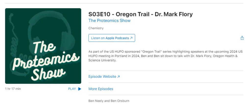 The final US HUPO 2024 Guest Speaker podcast is live Dr. Mark Flory!