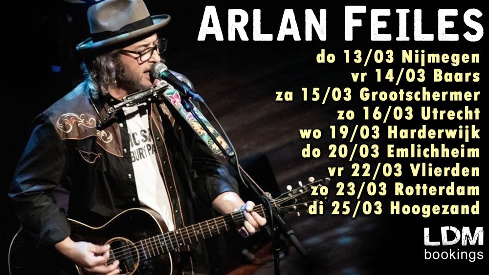 Arlan Feiles presenteert nieuw album 'Diaspora' vanaf 13 maart in Nijmegen, Baars, Grootschermer, Utrecht, Harderwijk, Emlichheim, Vlierden, Rotterdam , Hoogezand.

https://luckydice.nl/arlanfeiles/