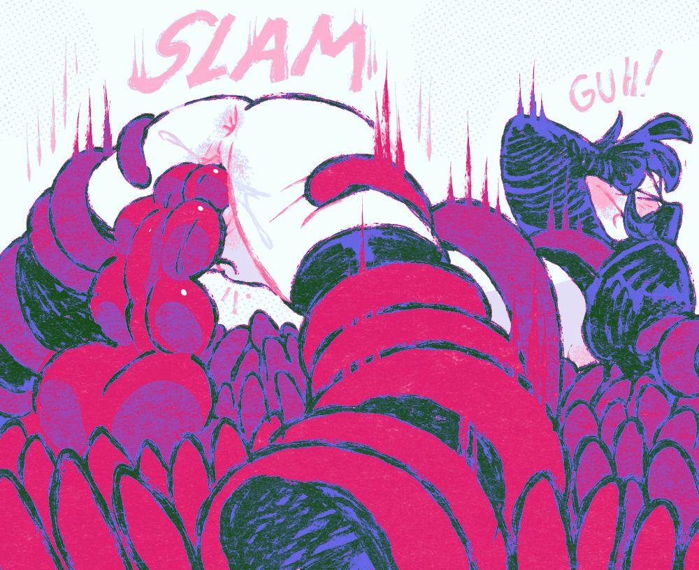 chique collapses into the grabby tentacle pile, and the big weird cock tongue penetrates them