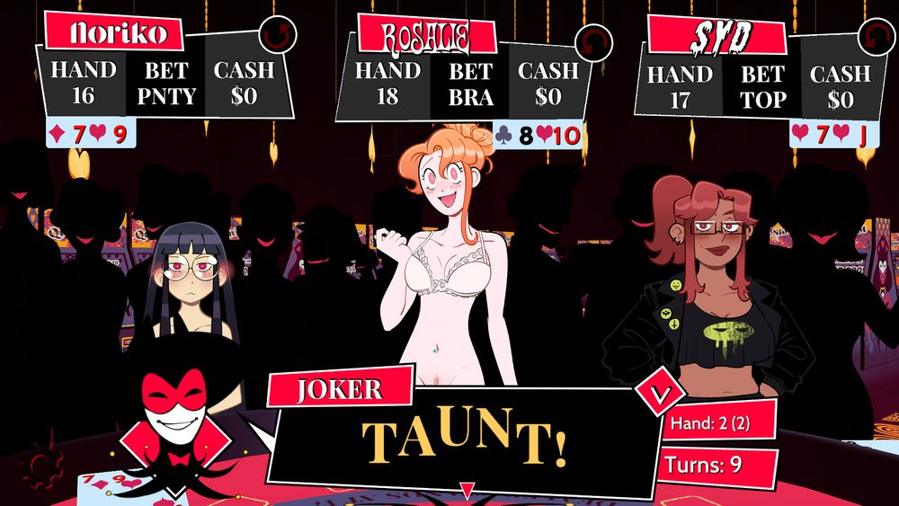 screenshot of joker's trip featuring noriko, rosalie, and syd in various states of undress