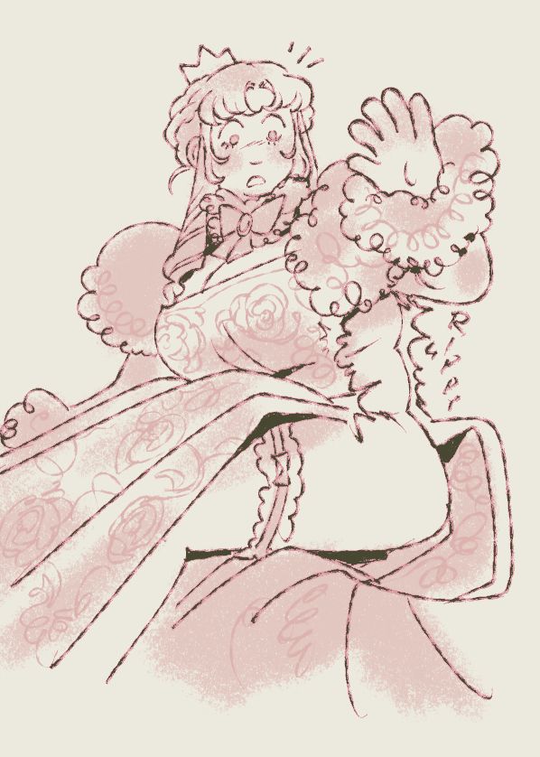 princess eveline noticing the entire side of her dress has ripped open