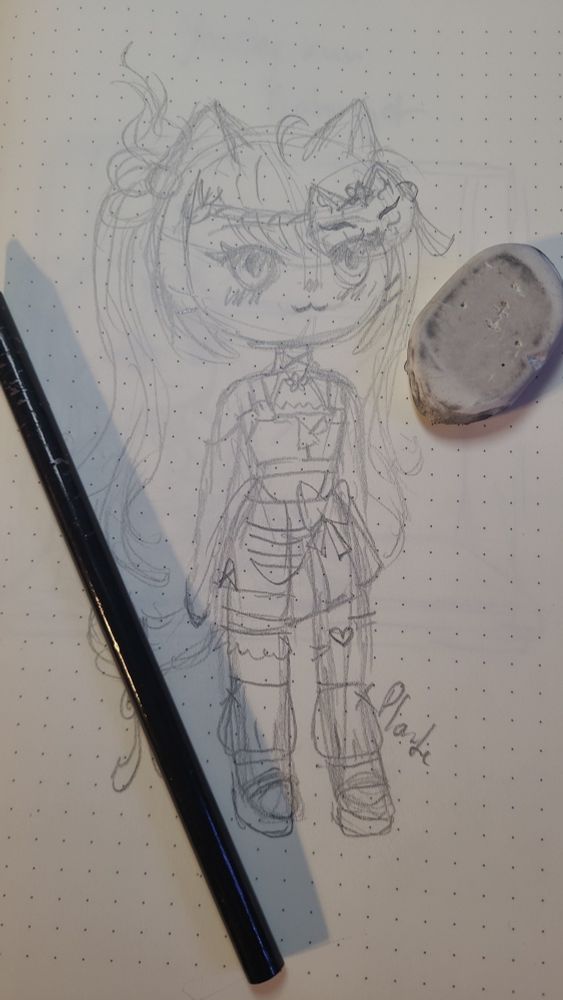 Sketch d'une vtubeuse avec des oreilles de chat