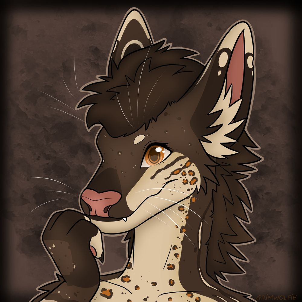 A pretty brown dragon with whiskers, with her paw up to her face. She has pretty eyes and a gentle smile.