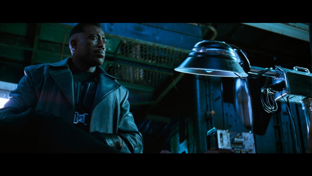 Wesley Snipes in his trademark black leather outfit as Blade