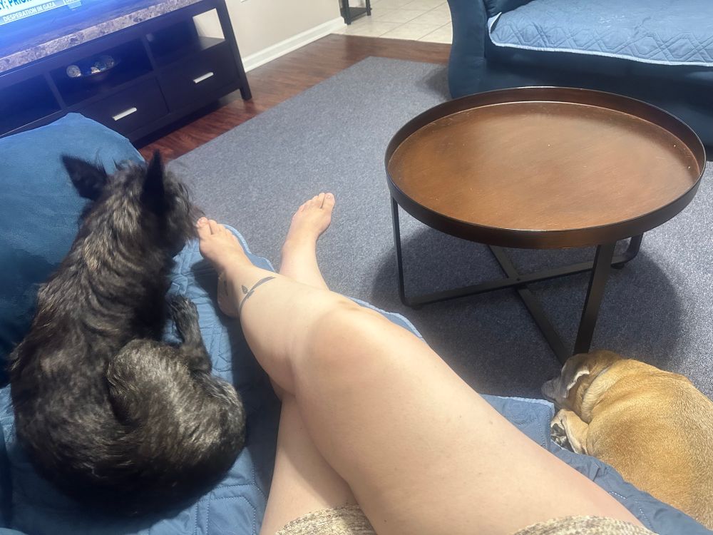 Me & two pups chilling on a Sunday Morning 