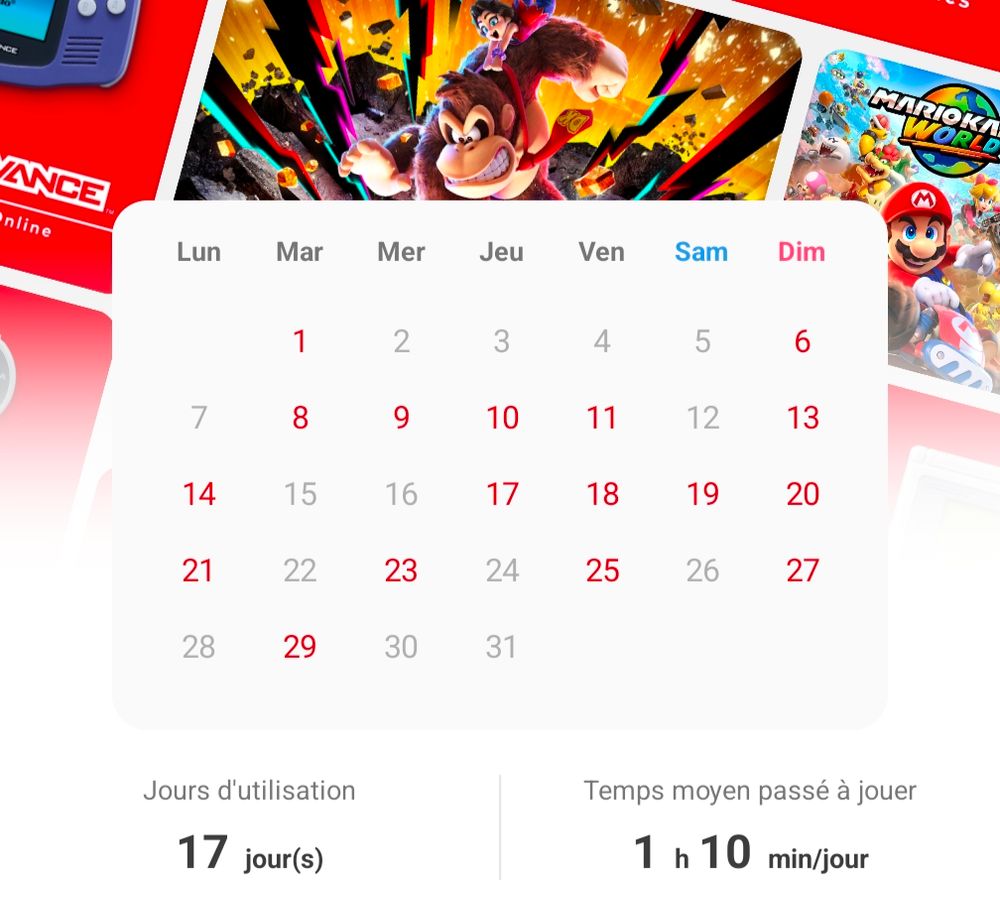 Rapport mensuel d'utilisation de la Switch 2 pour ce mois de juillet