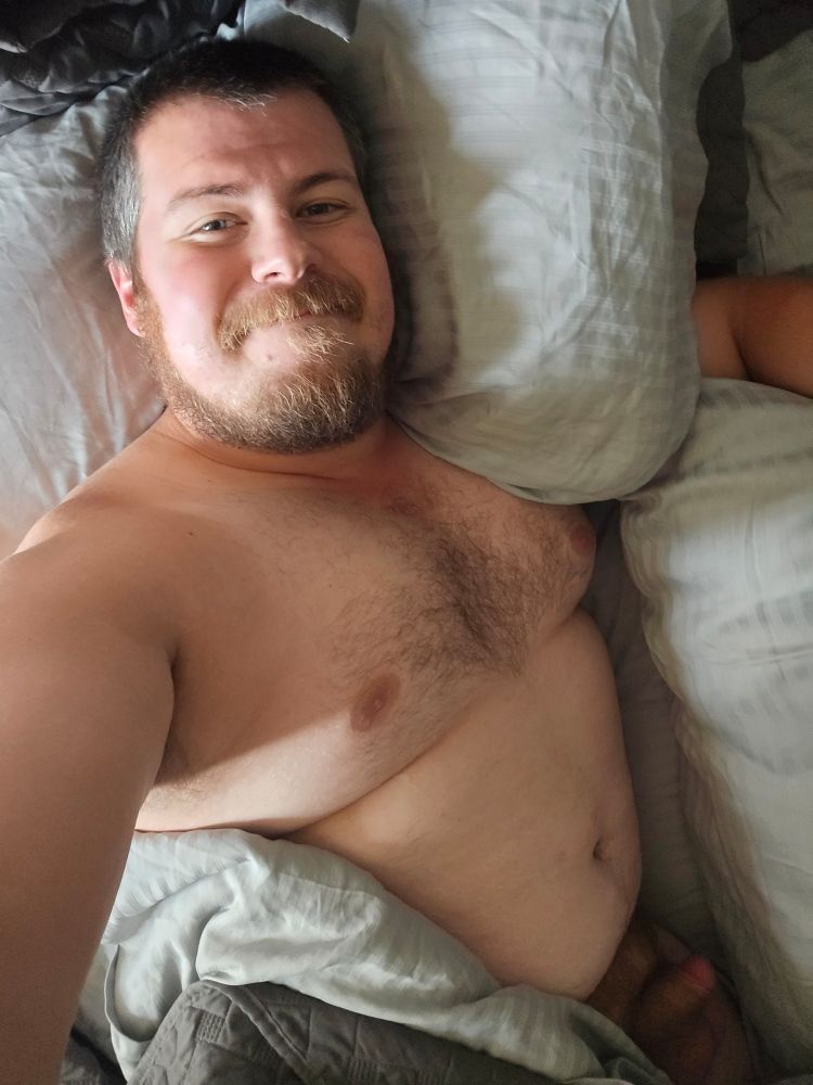 Cub showing his chest, belly, dick and balls